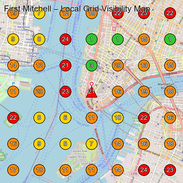 First Mitchell Personal Injury Attorney GeoGrid ranking map for New York NY